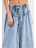 Mineral Washed Pleated Wide Leg Pants