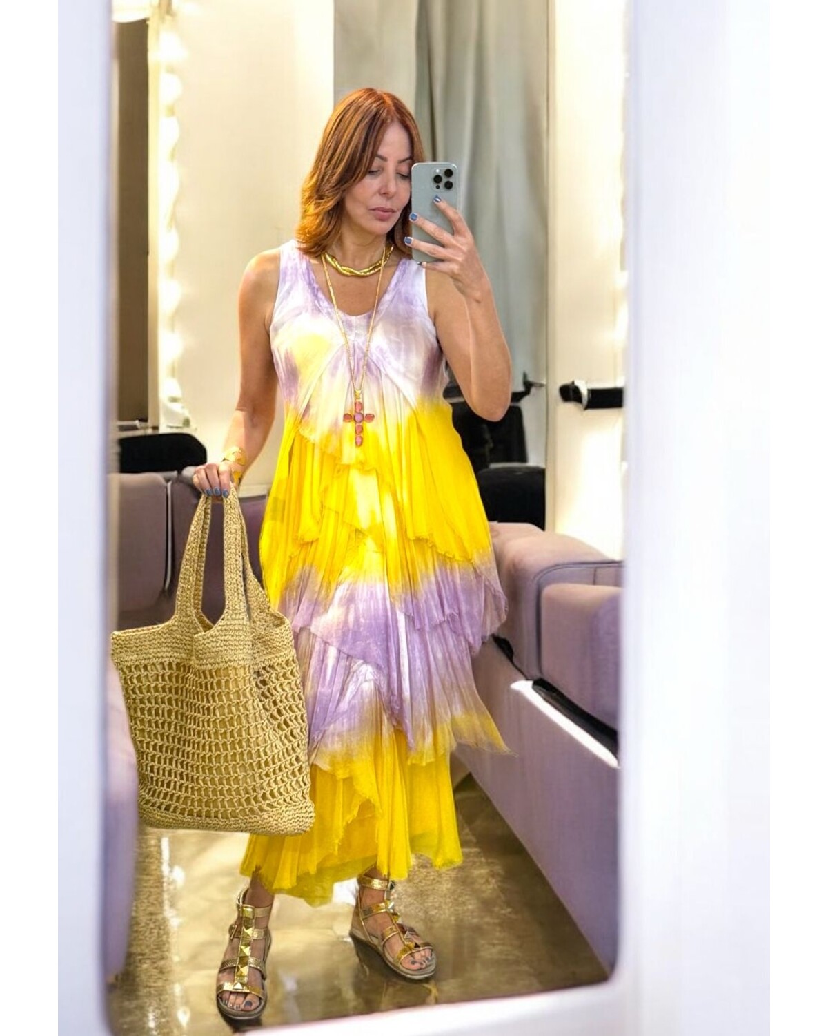 Tie dye silk Dress one size