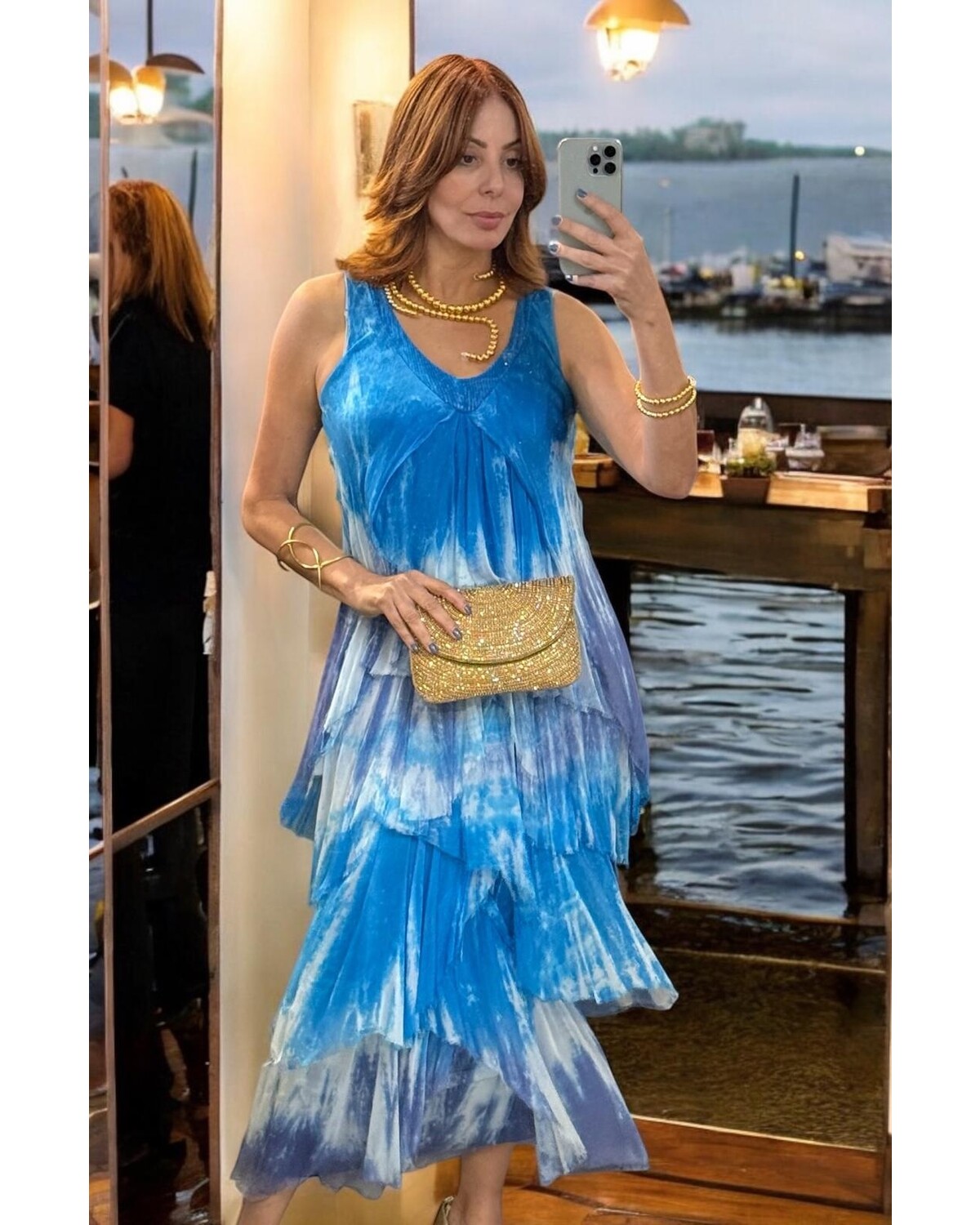 Tie dye silk Dress one size
