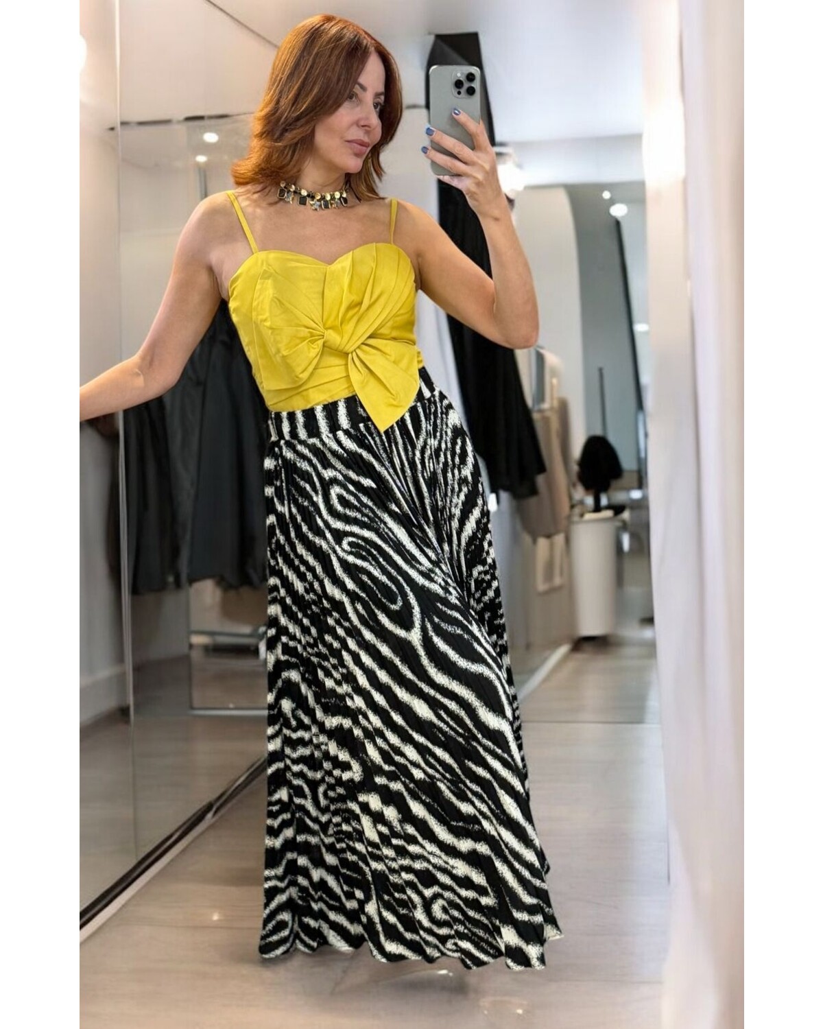 Front Bow-Tie Smoked Back Bustier Top by Gracia