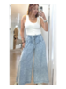 Mineral Washed Pleated Wide Leg Pants