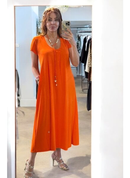 Orange Breeze Maxi Dress with necklace Plus