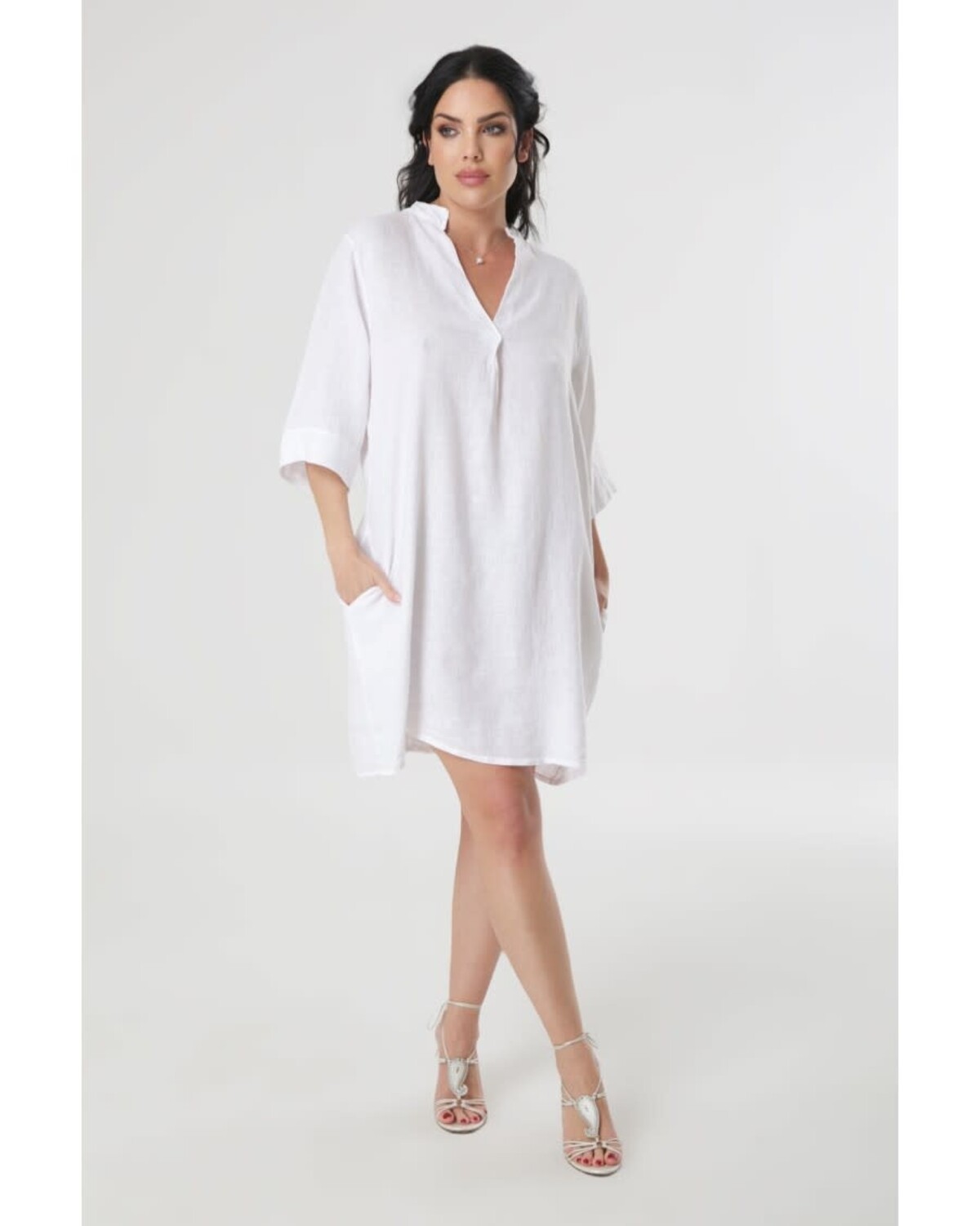 Timeless White Linen Dress one size