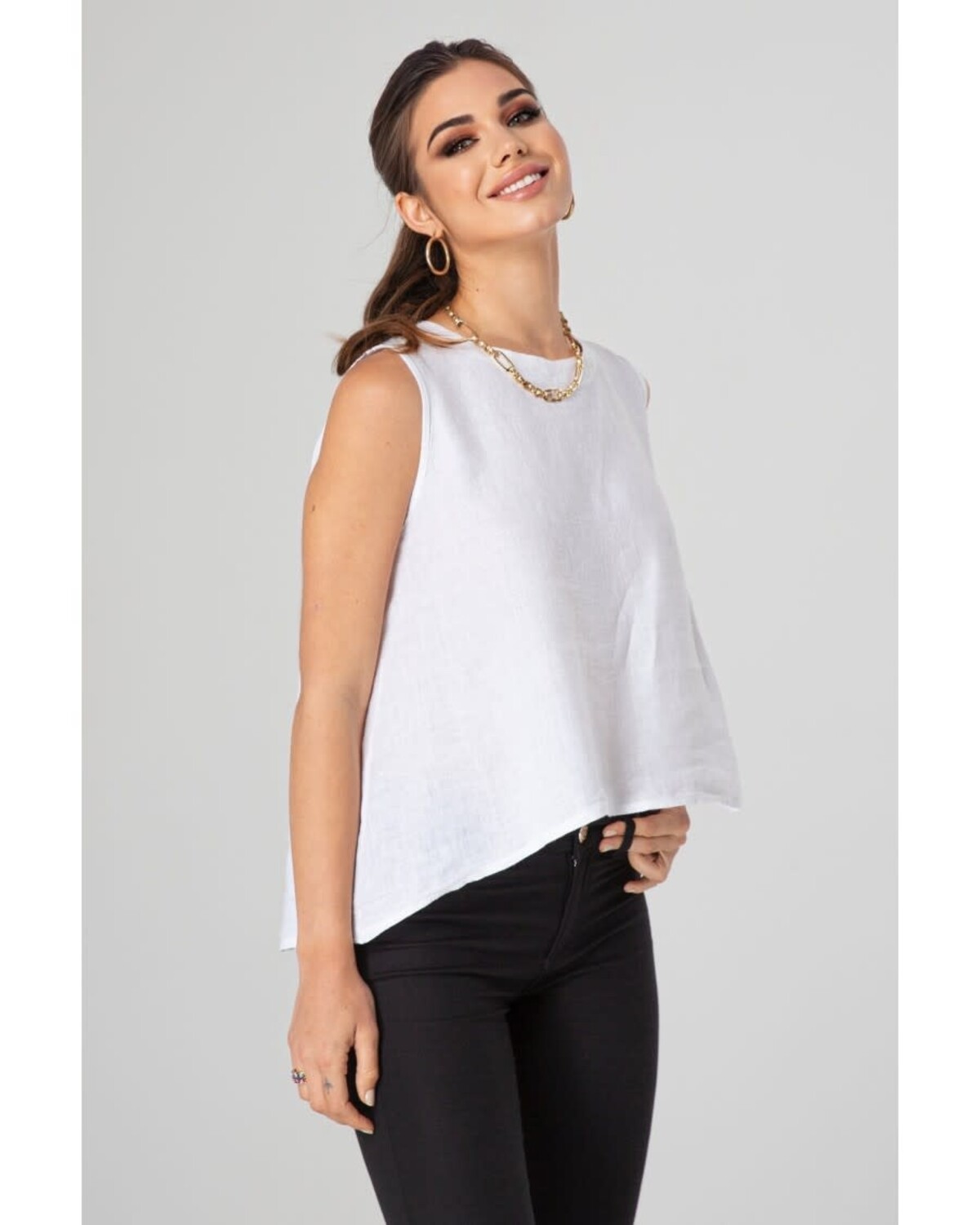 Chic White Linen Top One size
