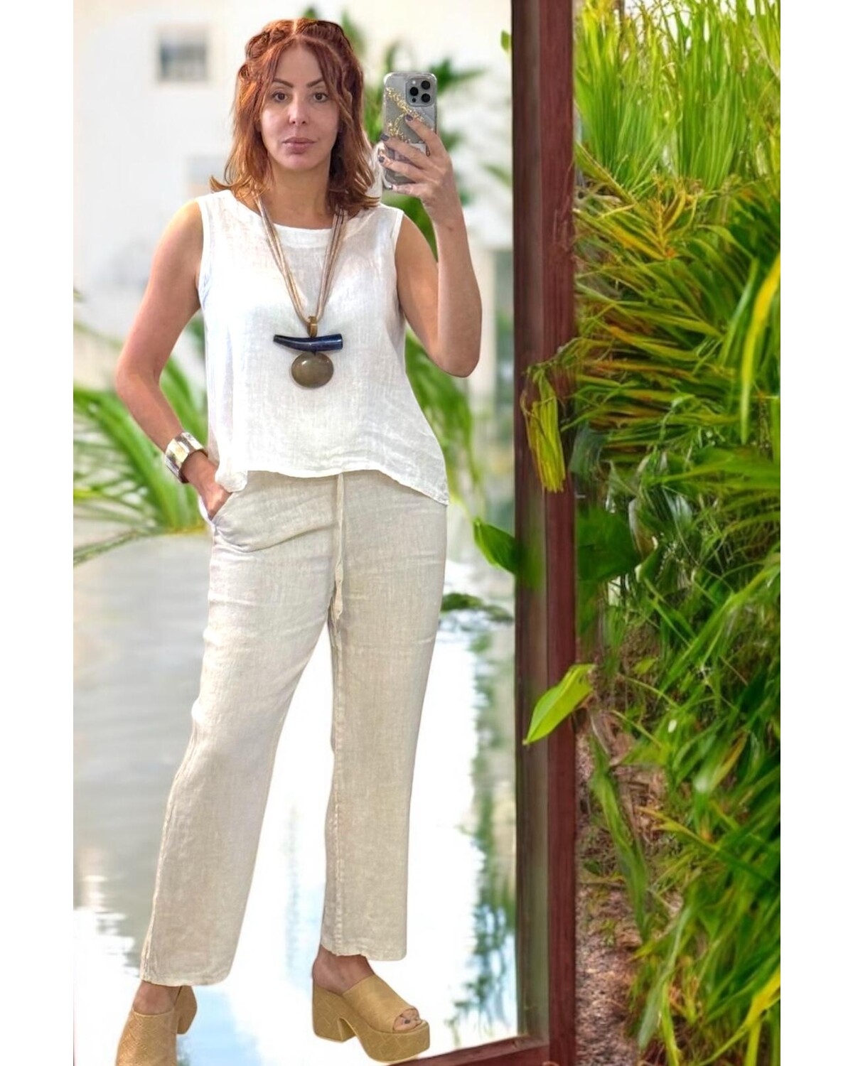 Chic White Linen Top One size