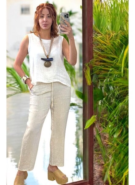 Chic White Linen Top One size