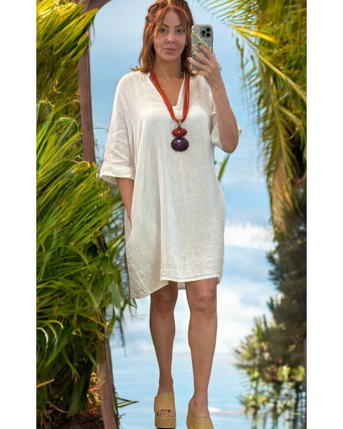 Timeless White Linen Dress one size(more Colors)