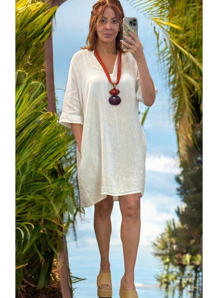 Timeless White Linen Dress one size(more Colors)