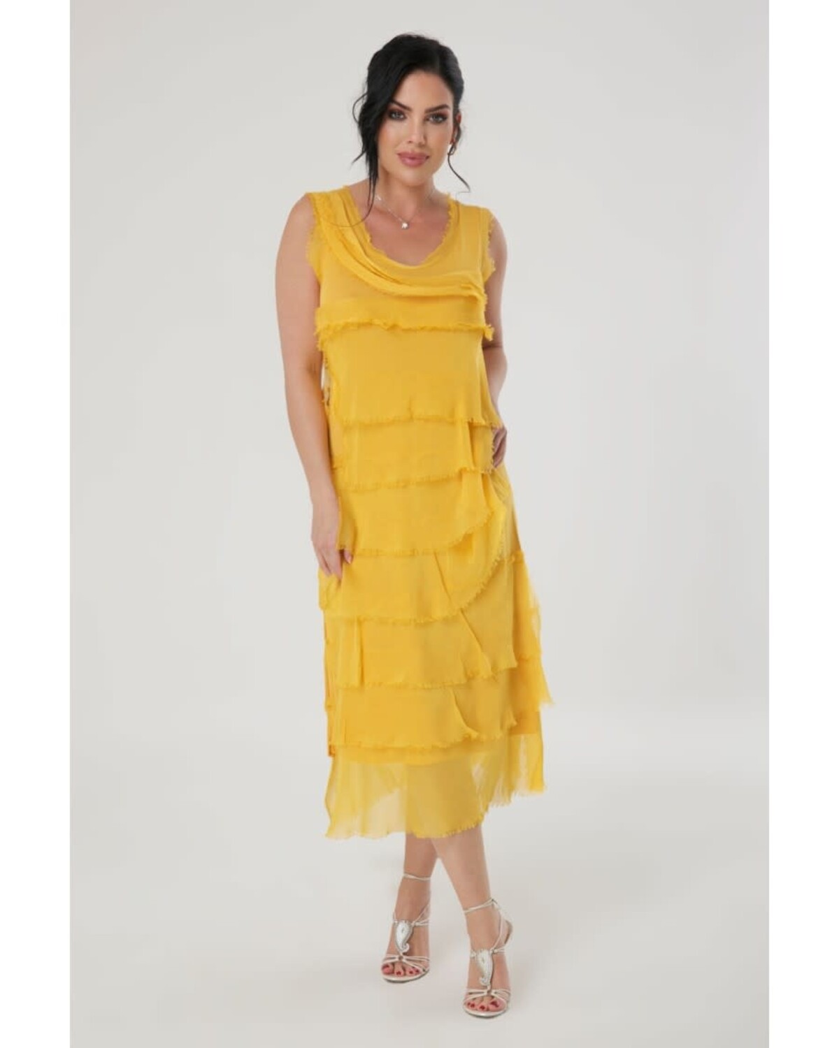 Sleeveless Flow Silk Dress One Size