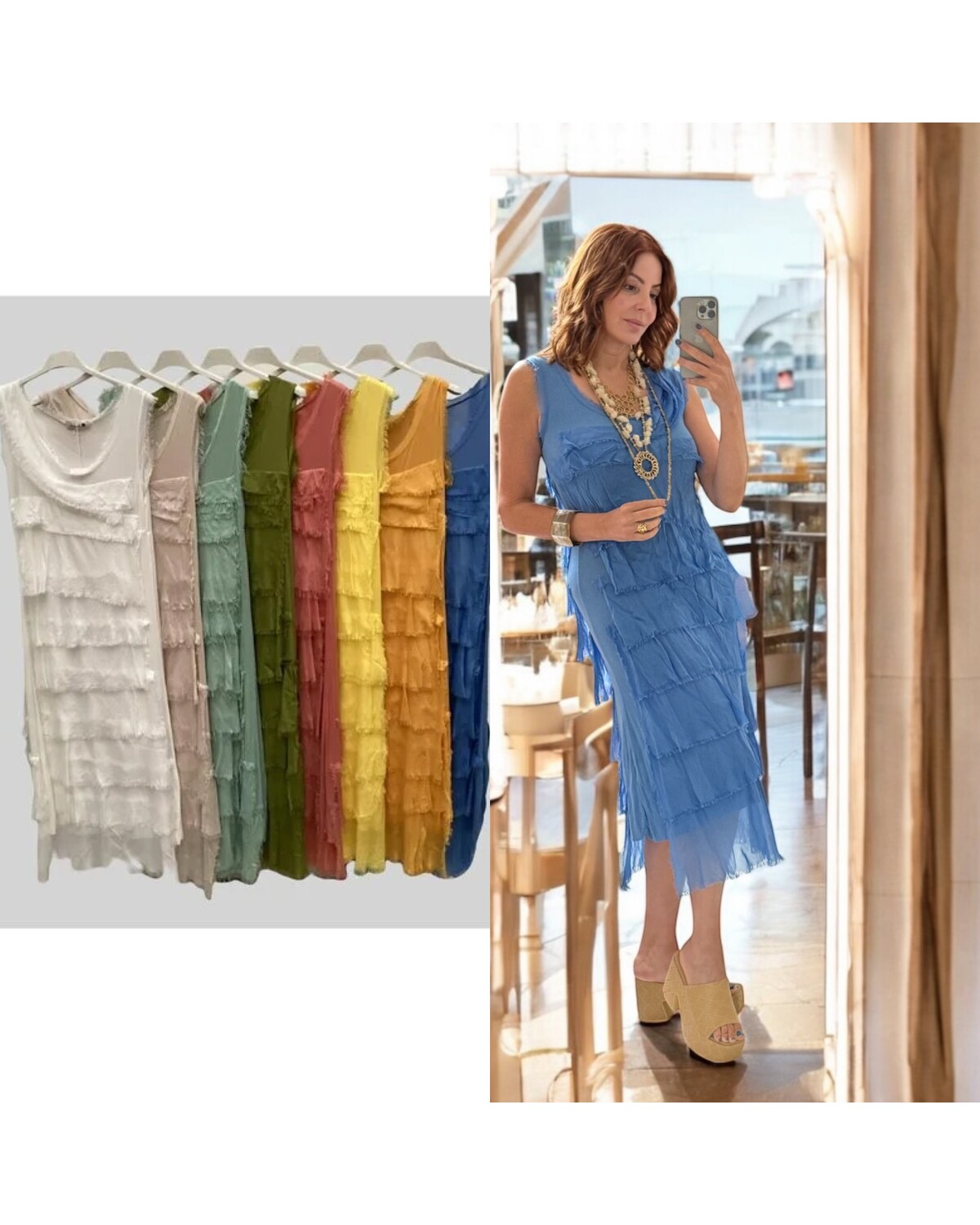 Sleeveless Flow Silk Dress One Size