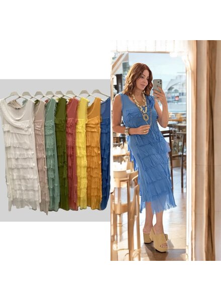 Sleeveless Flow Silk Dress One Size