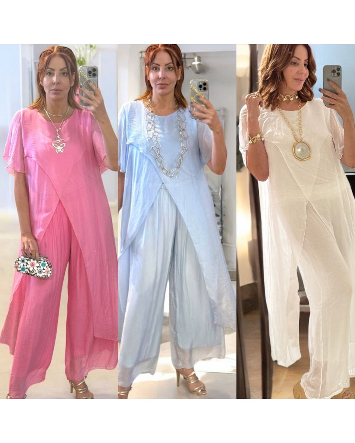 Silk Mix Short Sleeve Cross Over Longline  tunic
