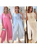 Silk Mix Short Sleeve Cross Over Longline  tunic