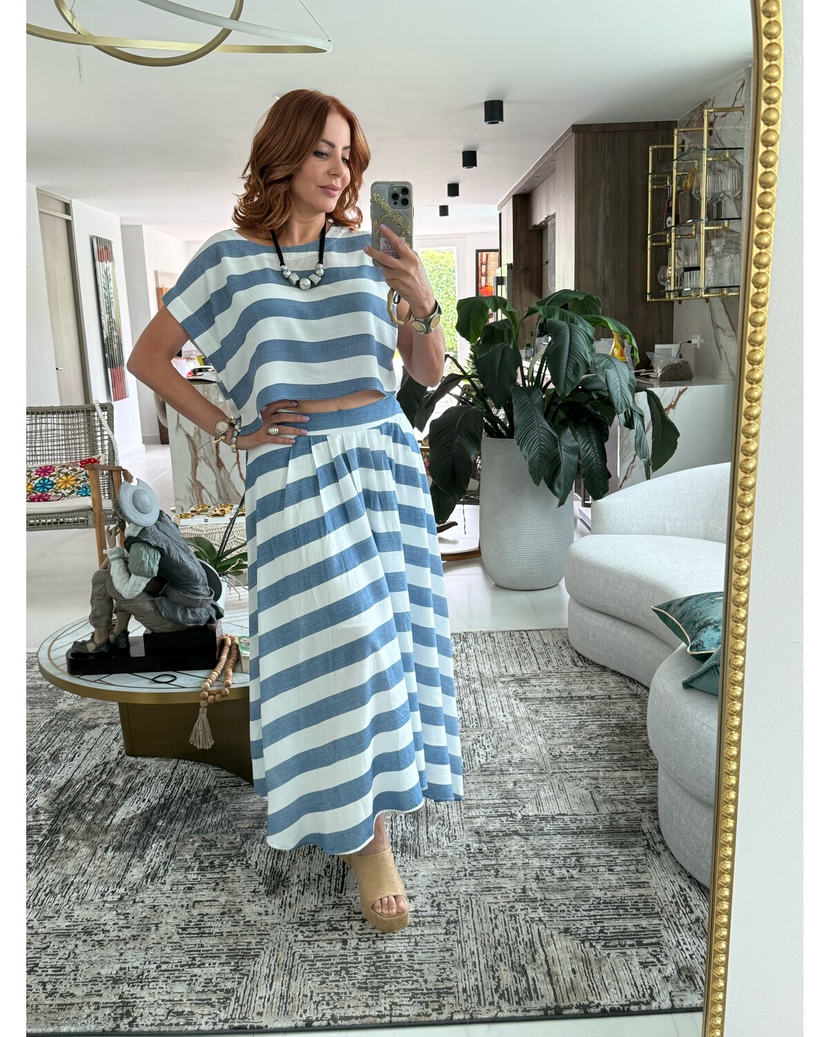 Striped maxi skirt & Crop Top