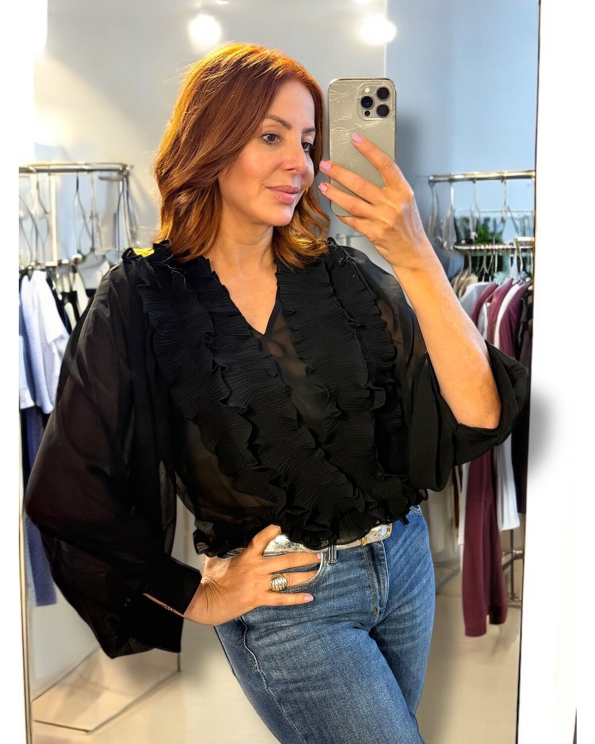 VNECK RUFFLE Top