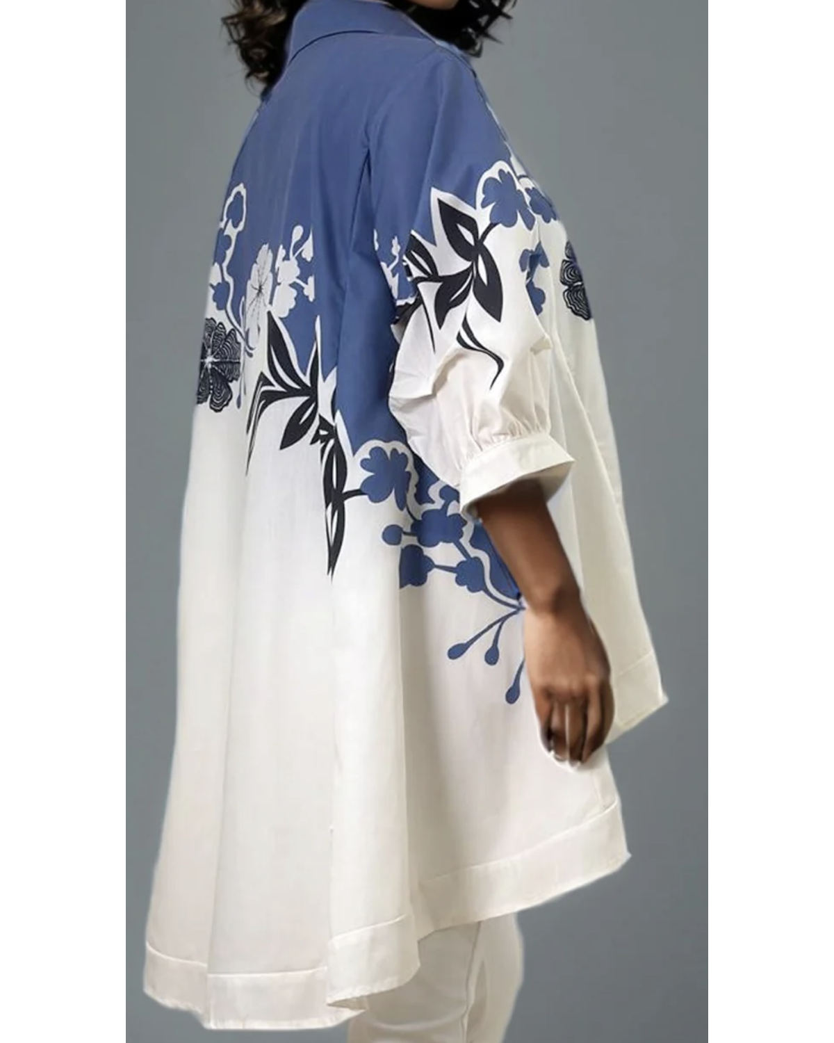 GATHERED SLEEVE HI-LO TOP