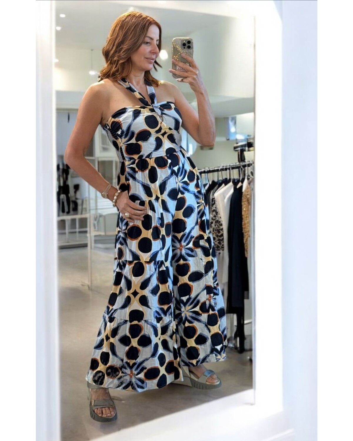 Tiered halter neck jumpsuit