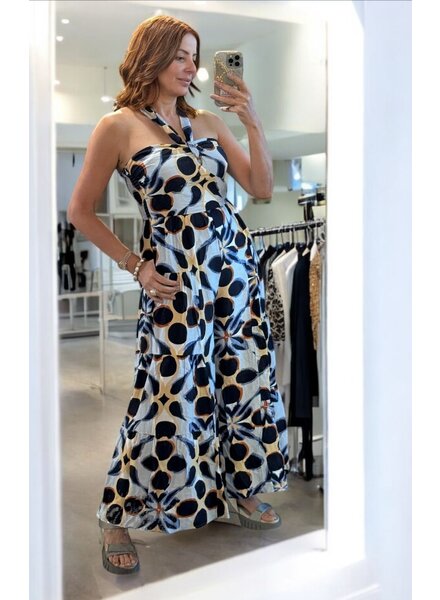 Tiered halter neck jumpsuit