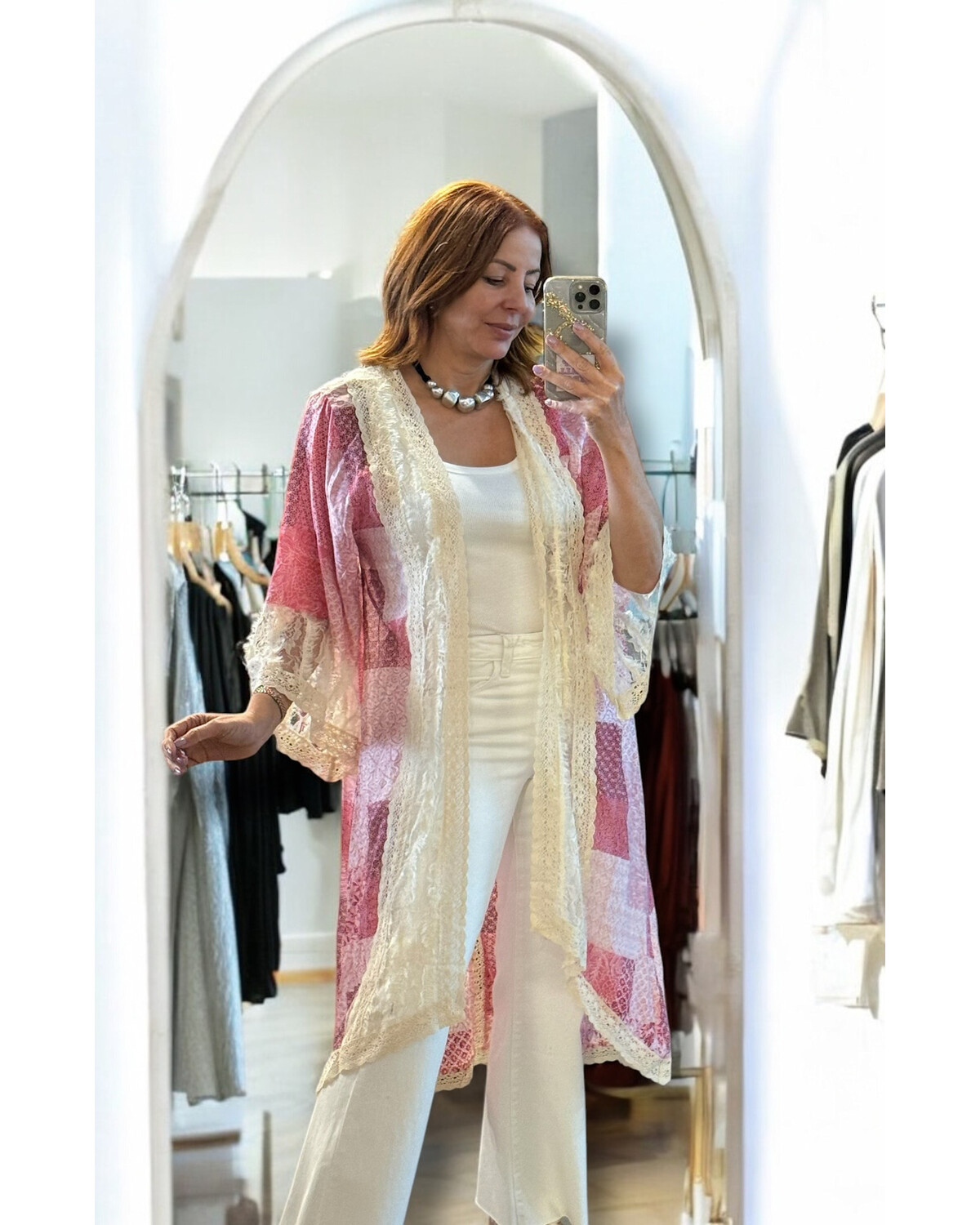 Lace patch cardigan