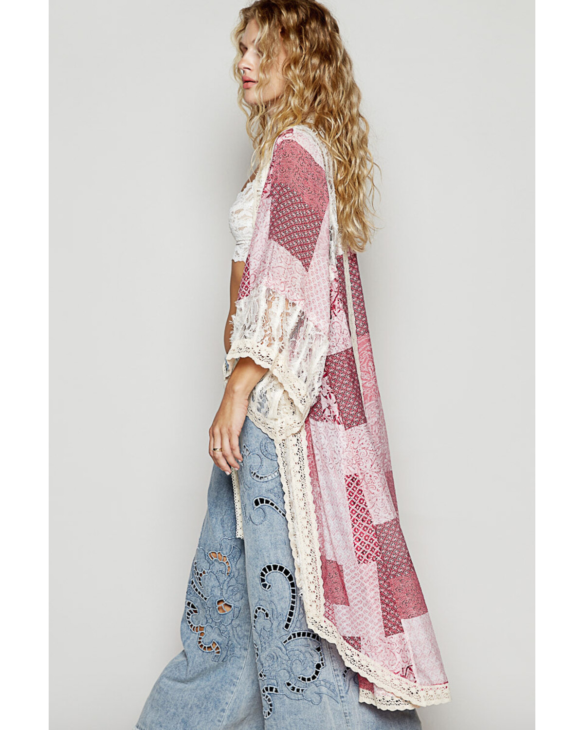 Lace patch cardigan