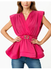 Fucsa Belted V neck top