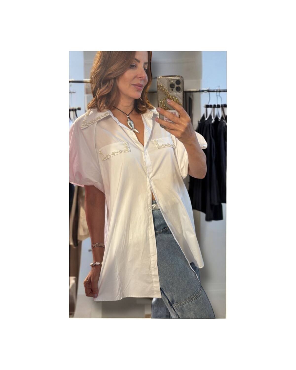Puff Sleeve Pearl Top
