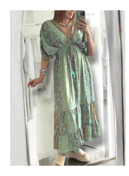 Boho  metallic Aqua Maxi one size