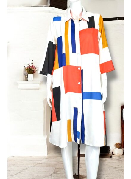 Colorblock Shirt Dress