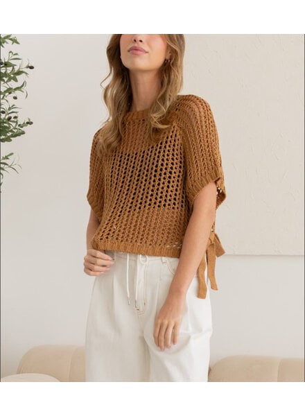 Open-Knit Short Sleeve Top