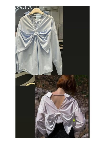 Back Big Bow Shirt Light Blue