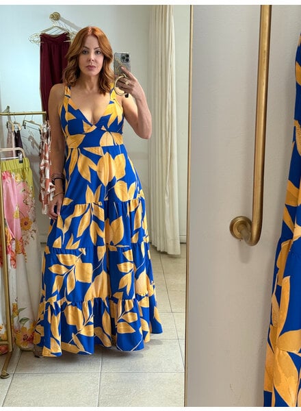 Blue & Gold Tropical Maxi