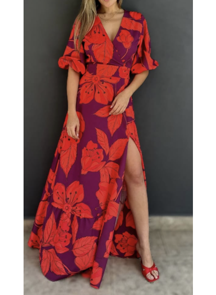 Tropical Bloom Maxi Dress Small