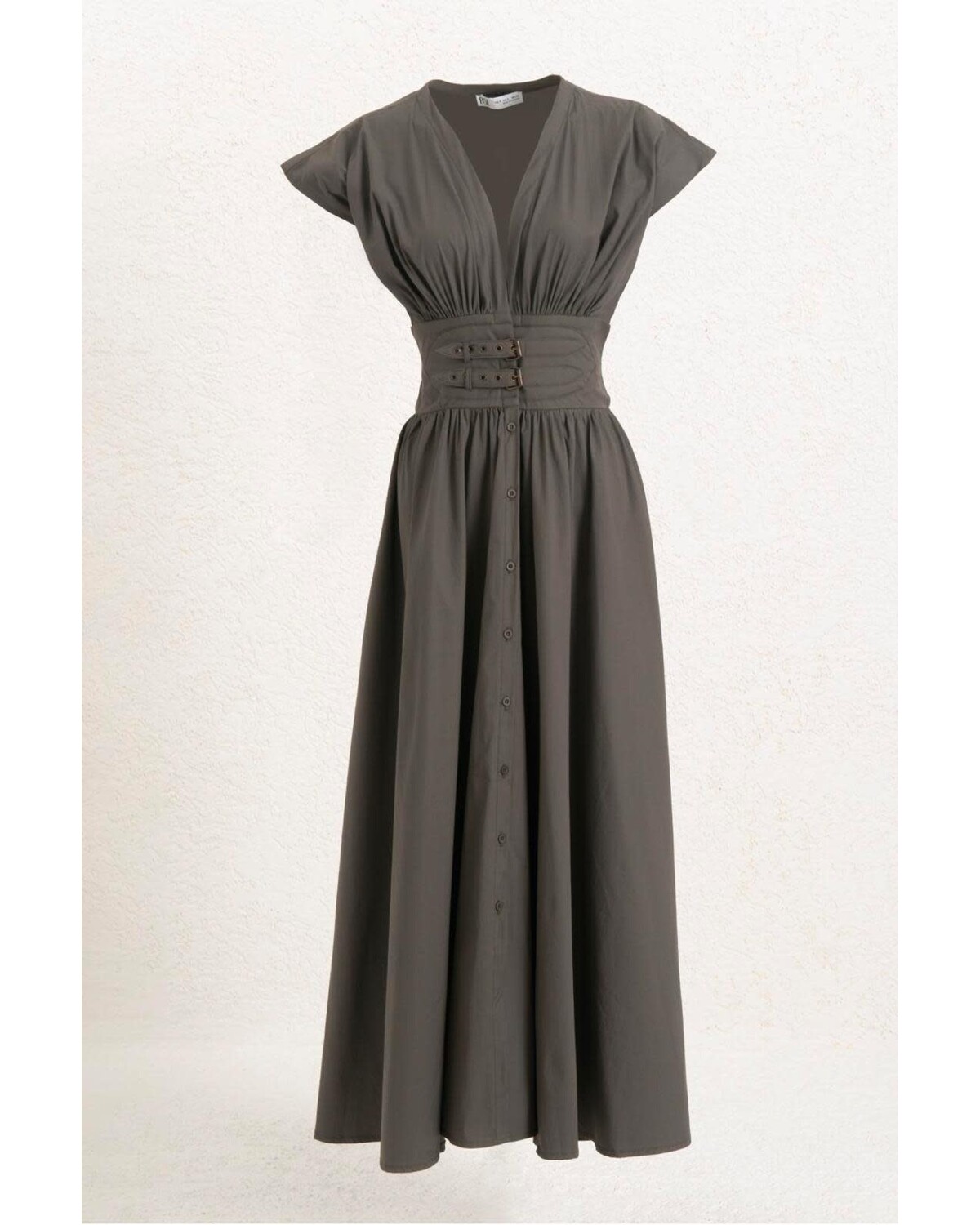 Belted Charcoal Dress