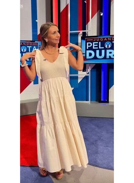 COMBINATION TIERED SLEEVELESS DRESS