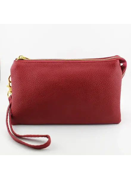 Three Compartments Crossbody Bag Burgundy