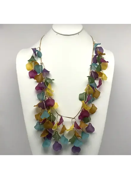 Hanging Leaves Drop Necklace multi