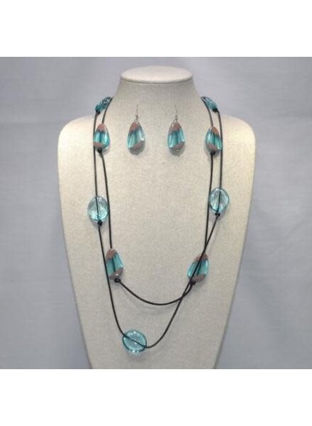 Clear Lucite Stone Necklace Set