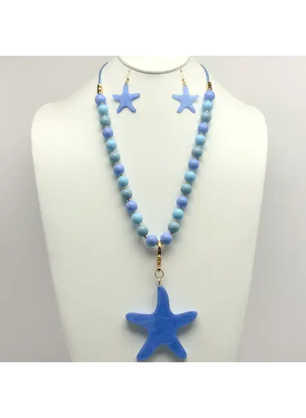 Beads and Starfish Drop Necklace