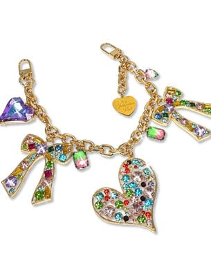 Colorful Bow & Heart Purse Charm Chain