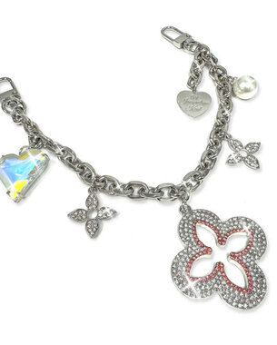 Silver Luxe Flower bag Charm
