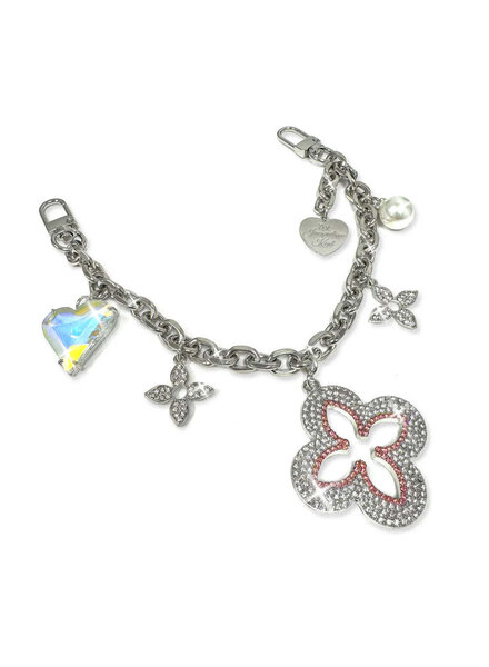 Silver Luxe Flower bag Charm