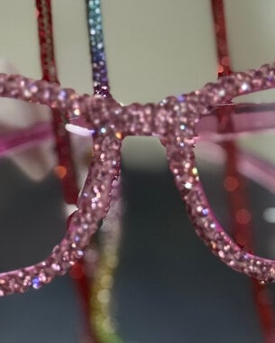 Pink crystal readers & cord