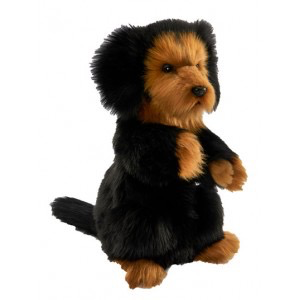 LONG HAIRED DACHSHUND PUPPET 35CM H