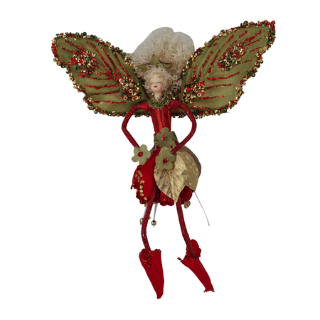 Red/sage Fairy Hanging 19cm