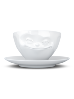 Coffee cup grinning