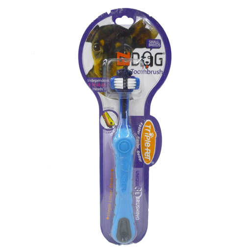 TRIPLE PET TOOTHBRUSH SMALL BAILEY BLU PET BOUTIQUE