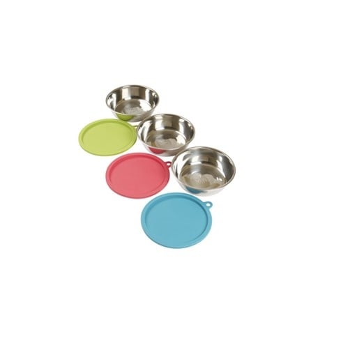 Messy Mutts Messy Mutts 6pc 3 Bowl Set 3 Stainless Steel Bowls and Lids Large