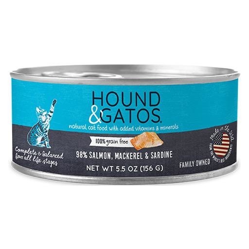 Hound & Gatos Hound & Gatos Cat Can 98% Salmon, Mackerel & Sardine 5.5oz