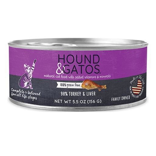 Hound & Gatos Hound & Gatos, Dinde et foie à 98% en boîte, 5,5 oz