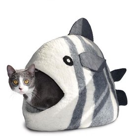 Dharma Dog Karma Cat Dharma Dog Karma Cat Wool Felt Fish Cave White and Grey